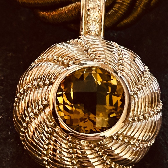 Judith Ripka Elegant Sterling Silver Cord Necklace with Yellow Gemstone - Picture 3 of 10